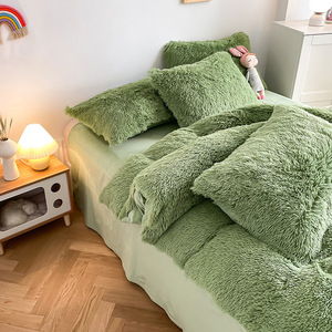 Hot Bán Thiết Kế <span class=keywords><strong>Comforter</strong></span> Bộ Sang Trọng 4 Miếng Dày Bảo Vệ Ấm Mùa Đông San Hô Nhung Tấm Ga Giường Mùa Đông Khăn Ga Giường Bộ Đồ Giường - Product Image 2