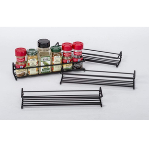 Cucina Set di 4 Black Wall Mounted Montaggio Barattolo di <span class=keywords><strong>Spezie</strong></span> Rack Organizer Metallo Appeso Supporto per <span class=keywords><strong>Porta</strong></span> Dell'armadio - Product Image 4