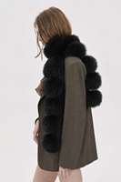 Écharpe-col cache-cou en vraie fourrure de renard respirante, motif uni, longueur moyenne, carrée, tendance pour femme, idéale pour l'hiver
