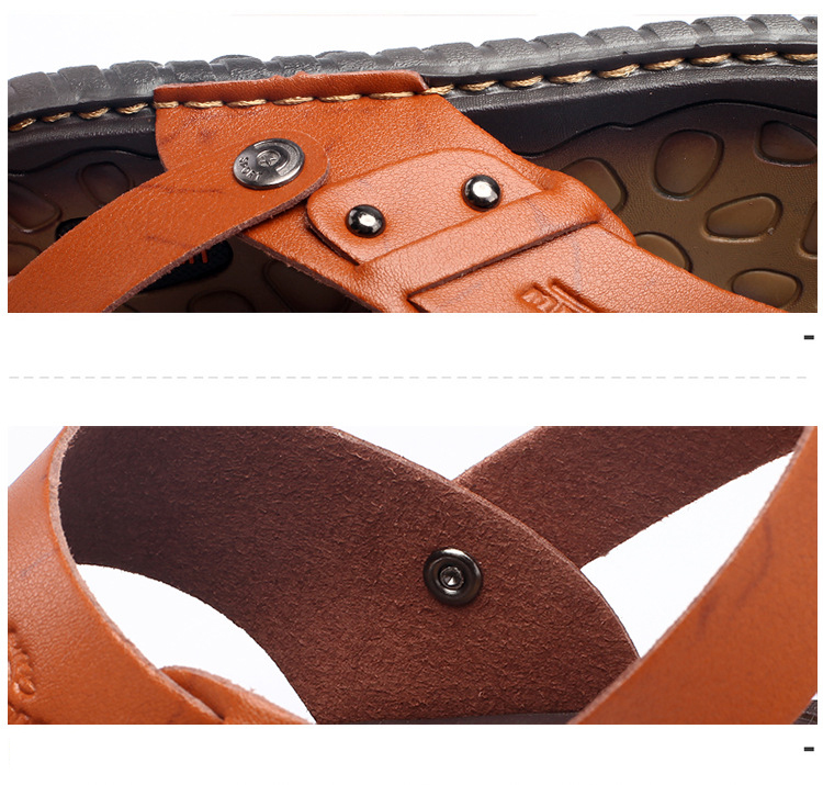 Men's Summer Leather Sandals Fashion Casual Beach Shoes Non-slip Slippers Sandal