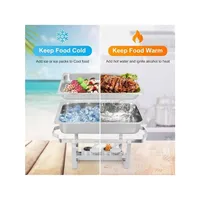 Luxe cartoonpatroon 8QT roestvrijstalen chafing dish buffetset voor commercieel gebruik in restaurants en catering.