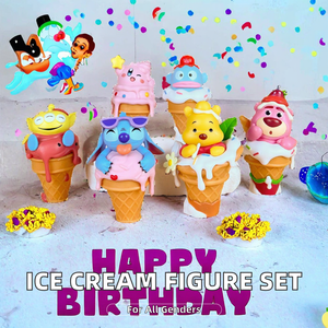 Set di Personaggi a Tema Gelato StarFlare: Stitch, Winnie the Pooh, Lotso, Kirby - Cono di Cioccolato, Modellino da Collezione, Giocattolo per Torta - Product Image 2