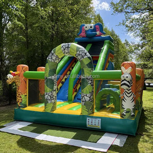 Tobogán Inflable Comercial Tipo Jungla, Pulapula para Niños, Castillo Inflable con Soplador - Product Image 3