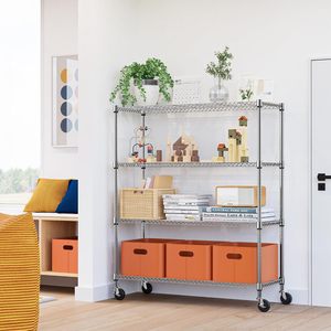 Étagère de rangement en fil métallique robuste à 4 niveaux, réglable, avec roulettes, pour cuisine, garage, garde-manger, ou comme étagère de boulanger - Product Image 4