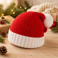 Chapeau de Père Noël en tricot jacquard 100% acrylique avec pompon, cadeau de fête de Noël, hiver, chaud, pour homme