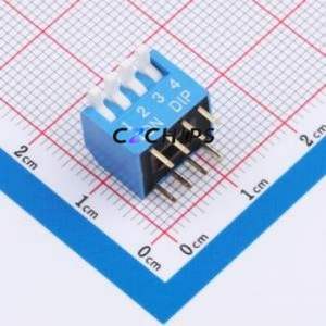 DSDP-04-B DIP Switch Through hole Component (THT) Switch Piano Key 4 2.54mm Blue - Product Image 1