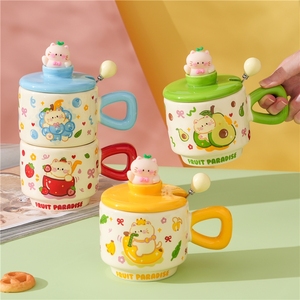 Factory Stock 400ml Creative Cute Animal <b>Ceramic</b> <b>Cup</b> with Lid Home Cartoon Water <b>Cup</b> with High Appearance and Souvenir Mug - Product Image 2