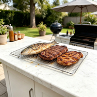 Grille de refroidissement rectangulaire en métal chromé pour grillades en extérieur, séchage du pain et des steaks