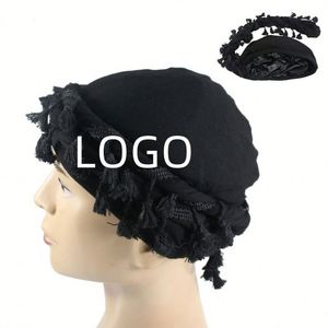 For Men Vintage Twist <b>Wraps</b> Satin Lined Turban <b>Head</b> Scarf Lightweight Tassel Beanie Hats Promotion Gift Fashion - Product Image 1