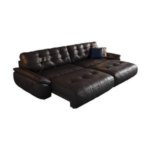 Sofá <span class=keywords><strong>Cama</strong></span> Italiano de Alta Gama para Sala de Estar, Cómodo, con Capa Superior de Cuero Vacuno, Eléctrico, Multifuncional, de Cuero Genuino - Product Image 1