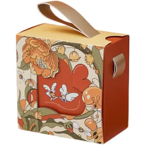 2023 оптовая продажа, складная Модная креативная портативная упаковочная коробка в форме сердца из сахара в европейском стиле