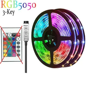 Faixa de luz LED RGB para sincronização musical 5050, faixa inteligente de luzes LED com controle remoto de 3 teclas para TV, festa, Tiktok DIY