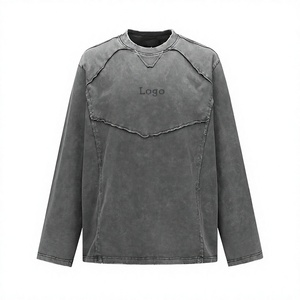 เสื้อผ้าขายส่งแบบใหม่ล่าสุด ปักโลโก้ตามสั่ง ทรงหลวม สไตล์วินเทจ ผ้าฝ้ายขาดๆ แขนยาว - Product Image 2