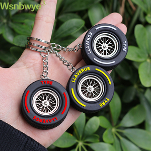 Pvc Soft Rubber Tire Shaped Car Creative Keychain Decoration Wheel Promotional Customized Key Chain Color Wheel Keychain