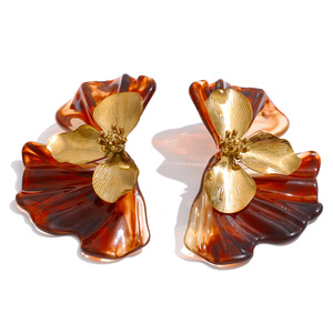 <span class=keywords><strong>Orecchini</strong></span> JINYOU 6017 <span class=keywords><strong>in</strong></span> Acciaio Inossidabile con Dettagli <span class=keywords><strong>in</strong></span> Metallo e Resina a Forma di Petalo Irregolare - Product Image 1