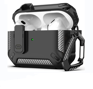 Étui de protection GSCASE en fibre de carbone TPU de luxe avec verrouillage pour écouteurs <span class=keywords><strong>Airpods</strong></span> Pro 2, étui de chargement pour Airpod Pro 3 4 - Product Image 3