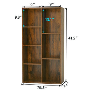 현대 미니멀리스트 소박한 다크 브라운 책장 MDF 패널 홈 오피스 체육관 주방 욕실 아파트 보관을위한 DIY 실내 책장 - Product Image 6