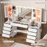 Commode de chambre à coucher en chêne moderne avec miroir éclairé par LED, 10 tiroirs, prise de courant intelligente, écologique, durable, rangement pour appartement