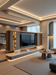 Nouveau meuble TV moderne et minimaliste 2026 pour petit espace, meuble TV de luxe simple sur pied avec ensemble table basse pour salon - Product Image 1