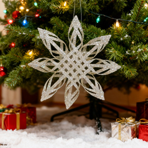 Les flocons <span class=keywords><strong>de</strong></span> <span class=keywords><strong>neige</strong></span> <span class=keywords><strong>de</strong></span> Noël personnalisés tissés en bambou conviennent comme décorations pour la maison ou ornements <span class=keywords><strong>de</strong></span> fête <span class=keywords><strong>de</strong></span> Noël. - Product Image 5