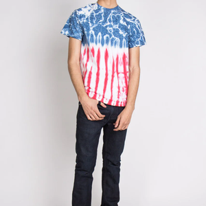 Personalizado Multicolor 100% algodón de punto Tie-dye Arco Iris gráfico Streetwear de gran tamaño Vintage camiseta de los hombres - Product Image 3