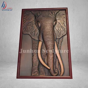 Hot Sale Metal Wall Bronze Elephant Relief Sculpture For Home Decoration