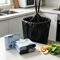Sacs poubelles à cordon de serrage, 5 rouleaux, 75 unités, sacs poubelles en plastique épais pour la cuisine, la salle de bain, la maison