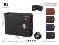 Portafoglio da uomo in vera pelle con chiusura a bottone singolo, 7 pollici, stile minimalista, set con confezione regalo - Product Image 1