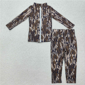 Sibling Baby Girls Southern Olive Camo Zip Pockets Jackets Pants Yoga Active <b>Clothes</b> Sets - Product Image 2