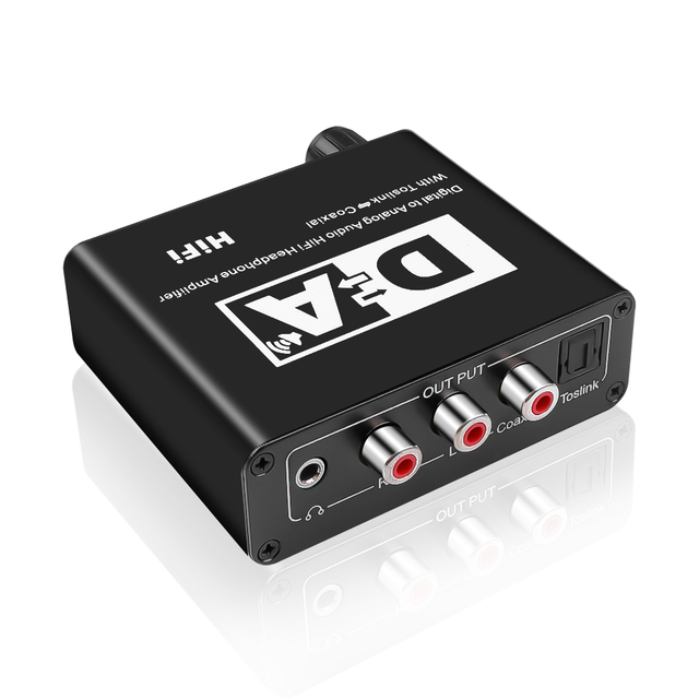 Optical Digital Stereo Audio SPDIF Toslink Coaxial Signal to Analog Converter DAC Jack 2*RCA Amplifier Decoder Adapter