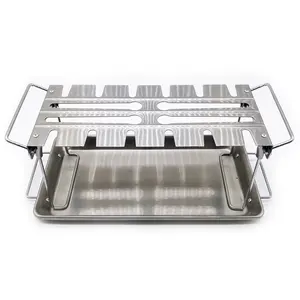 Pemegang Stik Drum Sayap Ayam, Panggangan BBQ Stainless Steel dengan Panci Tetes