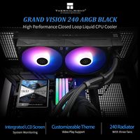 Refroidisseur de processeur AIO Alibaba Thermalright Grand Vision 240 ARGB noir pour PC, système de refroidissement par eau 240, écran LCD IPS