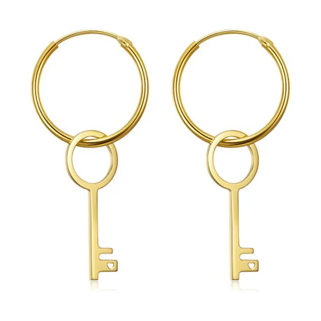 Gemnel 925 sterling silver jewelry lock key woman hoop drop earrings for woman 2023