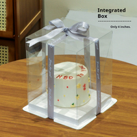 Boîte à gâteau carrée transparente à logo imprimé, simple couche, 4/8/10/12 pouces, pour mariage, fête, joyeux anniversaire, vente en gros