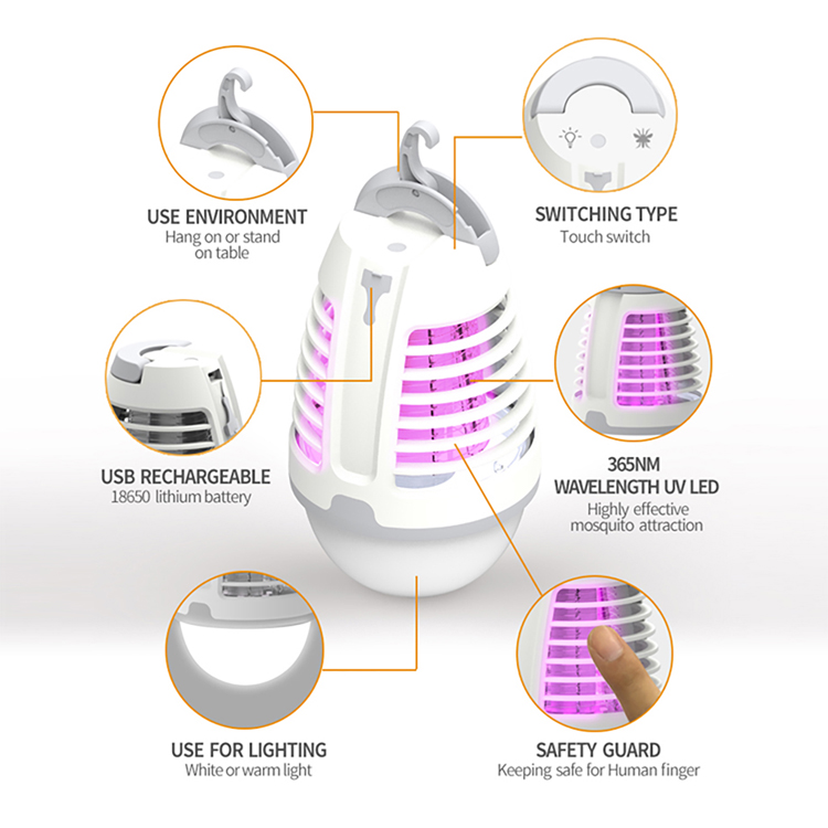 Dayang Indoor Pest Control Pest Electric Bug Zapper USB Rechargeable LED Electric Mosquito Killer Lamp