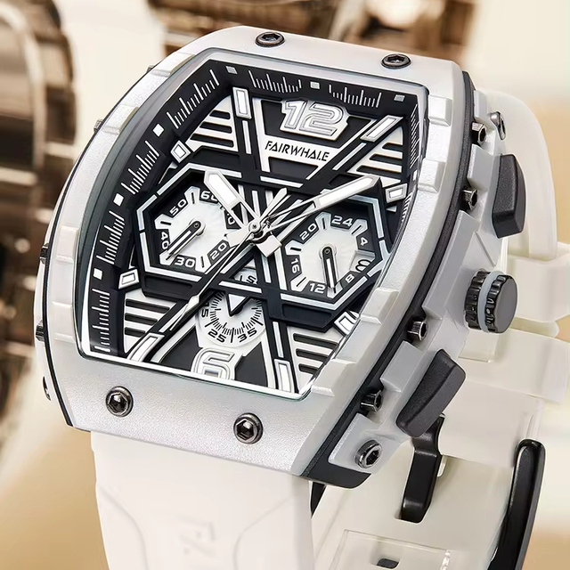 Luxury Fashion Transparent Sports Chronograph Men Water Resist Yellow Color Quartz Customized Watches