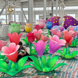 Jnz24 Trung Quốc ánh sáng hiển thị trang trí hoa đèn lồng ngoài trời nấm đèn lồng handmade màu thay đổi <span class=keywords><strong>LED</strong></span> lụa đèn lồng - Product Image 1