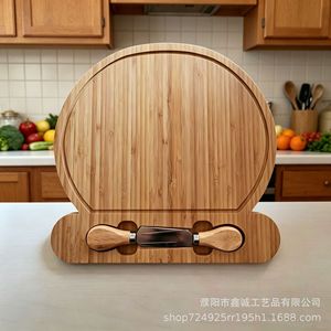 Bamboo Cutting Board <b>Set</b> With <b>Cheese</b> <b>Knife</b> Portable For Food Serving And Kitchen Use - Product Image 4