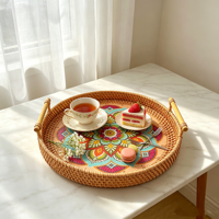Panier à fruits en rotin naturel tressé à la main avec poignées, style japonais, luxe léger, vintage, pour servir pain et pains vapeur
