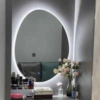 Miroir intelligent Bluetooth mural décoratif en argent moderne, de forme irrégulière, avec éclairage LED, pour salle de bain, lavabo cosmétique