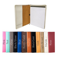 Porte-documents en similicuir laserable avec fermeture éclair, format 9 1/2 " x 12 ", avec bloc-notes et boucle porte-stylo, pour gravure laser, vente en gros