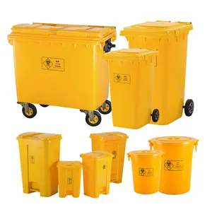 STROBIGO كبيرة الحيوية الطبية النفايات دواسة صناديق الأصفر ، سلة النفايات ، 30L 660L البلاستيك الطبية النفايات صناديق قمامة ل مستشفى عيادة