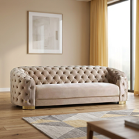 Ensemble de canapés en velours de luxe classique, style européen moderne, canapé sectionnel capitonné carré rembourré en éponge pour salon