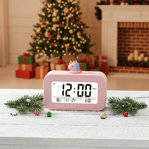 Réveil numérique LCD <span class=keywords><strong>Licorne</strong></span> de dessin animé avec design mignon pour la décoration de bureau, maison, cuisine, usage familial, étudiant, enfant - Product Image 2