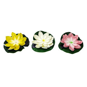 أدى الدافئة الأبيض الاصطناعي العائمة أضواء بركة زهرة الشمسية لوتس على ورقة بركة ضوء مصباح الأزهار - Product Image 1