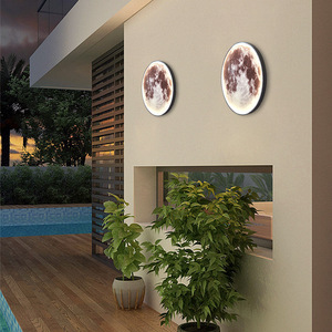 Lámpara LED de pared para exteriores, diseño de luna redonda, luz decorativa para pintura, iluminación para villa, pasillo, hogar, 30cm, 50cm, 60cm, 80cm, 100cm - Product Image 3