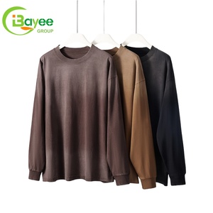 <span class=keywords><strong>Maglietta</strong></span> da uomo Vintage collezione autunnale a maniche lunghe con maniche lunghe in puro cotone con filettatura in cotone lavato a maniche lunghe e sbiadito t-shirt da uomo - Product Image 3