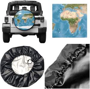 Housse de roue de secours avec design planète et carte du monde, imperméable, anti-UV, protection de roue, logo personnalisé, promotion - Product Image 4