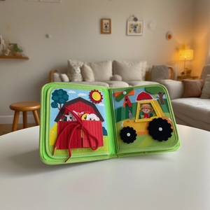 Libro de tablero de aprendizaje educativo de fieltro temprano para niños de 5 a 7 años, herramientas de cognición de animales de granja de árboles frutales para bebés, juguetes educativos - Product Image 2