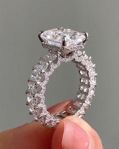 Wholesale Supply Silver Rhodium Plated 2CT Oval Cut Moissanite Prong Setting <b>Ring</b> Women Wedding Engagement Jewelry Available - Product Image 2